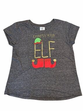 Made Right “Express Your Elf” Christmas T-Shirt XL Gray Holiday Graphic Tee